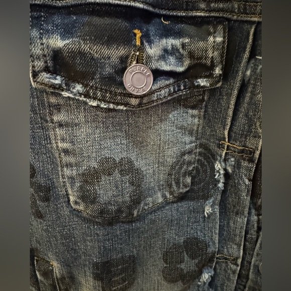 PURPLE BRAND MONOGRAM PRINT FADED DENIM JACKET SIZE LARGE - Picture 10 of 14